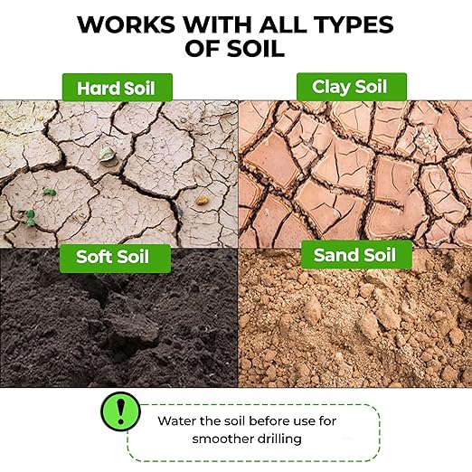 K-Brands Auger Drill Bit for Planting – 1.8 x 14.6 Inch - Garden Spiral Hole and Bulb Planter Tool for Umbrella Holes - 3/8 Inch Hex Drive