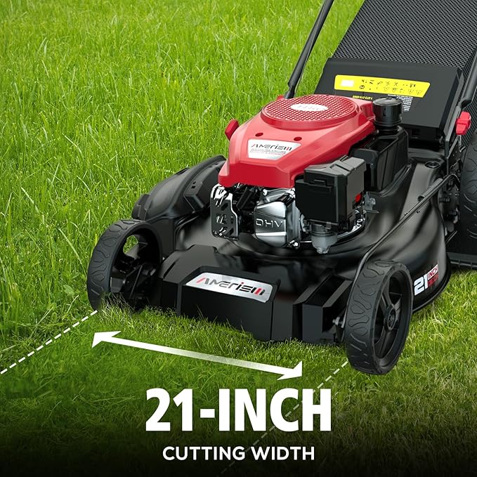 Self Propelled Gas Lawn Mower, 21" with 170cc 4-Cycle OHV Engine 3-in-1 RWD Self-Propelled Lawn Mower (AV8621S1)