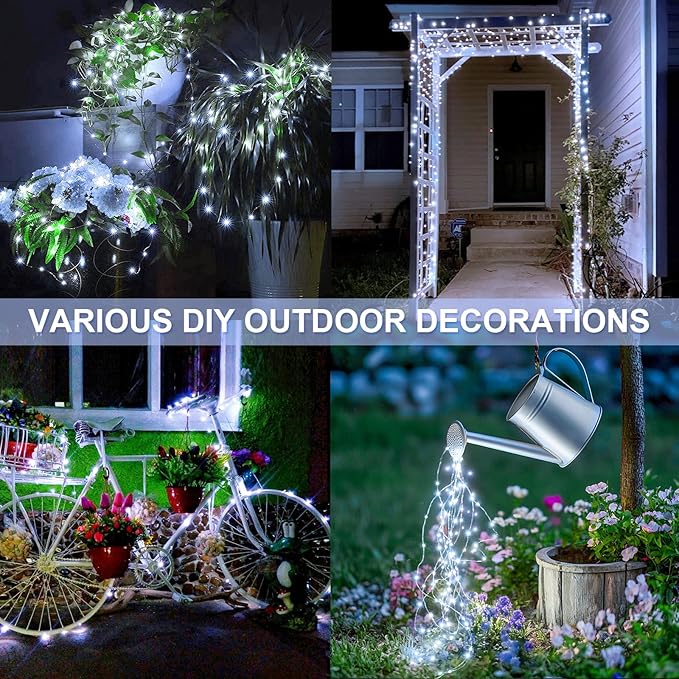 JMEXSUSS 2 Pack Solar String Lights Outdoor Waterproof, Each 33FT 100 LED Solar Lights Outdoor, 8 Modes White Fairy Light for Outside Yard Tree Patio Garden Wedding Christmas Decorations