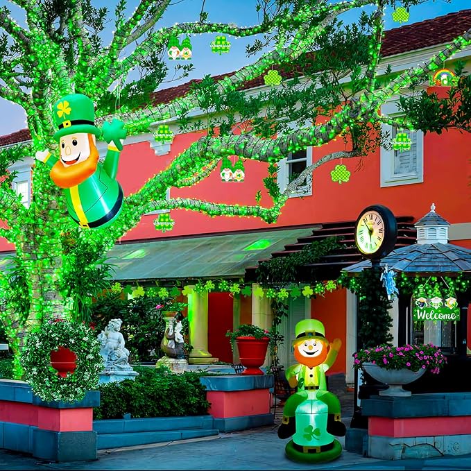 JMEXSUSS 500 LED Green St Patricks Day Lights, 8 Modes Christmas Lights Outdoor Plug in, 173ft Green String Lights for Christmas Party Xmas St Patricks Day Decorations