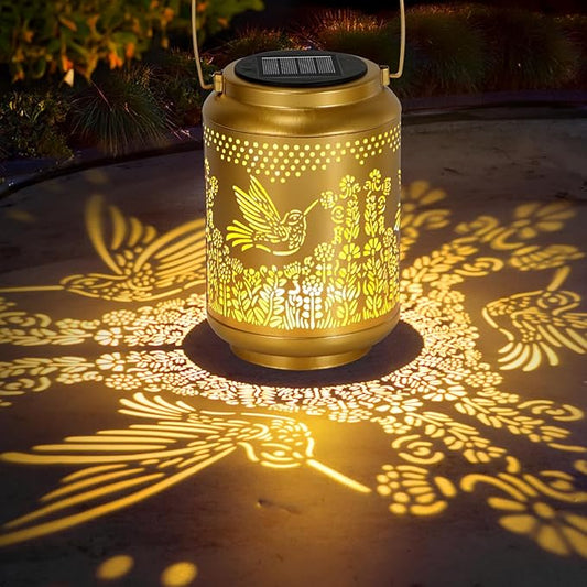 Hummingbird Solar Lanterns Outdoor Lights: Garden Decor Birthday Gifts for Women Mom Grandma Nana Aunt, Hanging Solar Lights Decoration Waterproof Outside for Yard, Patio, Backyard, Porch
