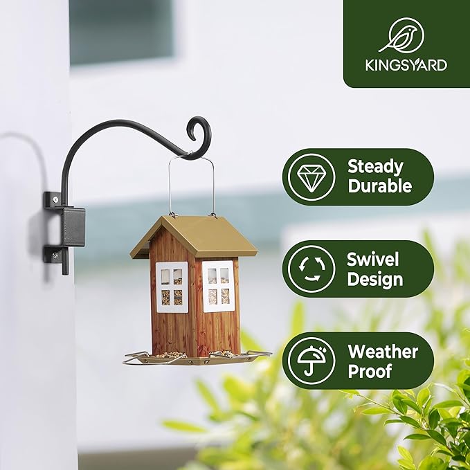 Kingsyard 2 Pack Swivel Plant Hangers Outdoor - 12 Inch Heavy Duty Wall Plant Hooks for Hanging Plant Baskets Bird Feeder Lanterns Wind Chimes