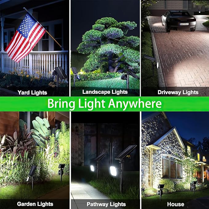 JSOT Solar Spot Lights - 4 Pack Solar Lights Outdoor Waterproof Outdoor Spotlights Landscape Lighting Halloween Light for Garden Yard Tree (Cool Light)