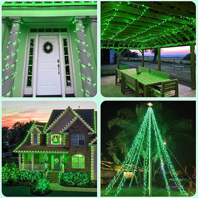 2 Pack Solar String Lights for Outside, Each 79Ft 240 LED Solar Lights Outdoor, 8 Modes Waterproof Solar Powered Fairy Twinkle Light for Backyard Patio Tree Party Garden Decoration, Green