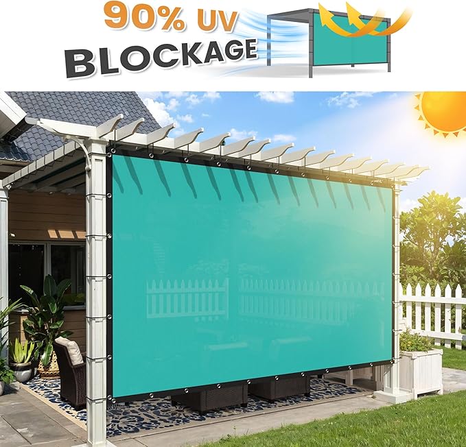VICLLAX Shade Fabric Sun Shade Cloth with Every 2 FT Grommets for Patio Garden Pergola Cover Canopy 13x22 FT, Turquoise