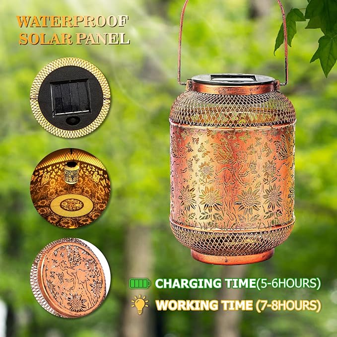 Hummingbird Solar Lantern Outdoor Waterproof Garden Decor, Christmas Gifts for Women, Mom, Metal Hanging Sunflower Solar Lights Outdoor Decoration for Yard, Patio, Tabletop, Pathway