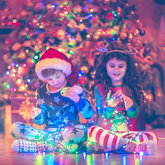 JMEXSUSS 8 Modes Christmas Tree Lights Multicolor, 250 LED Multicolor Christmas Lights Indoor, 91.5ft Green Wire Waterproof Christmas Lights Outdoor for Tree Party Garden Patio Christmas Decoration