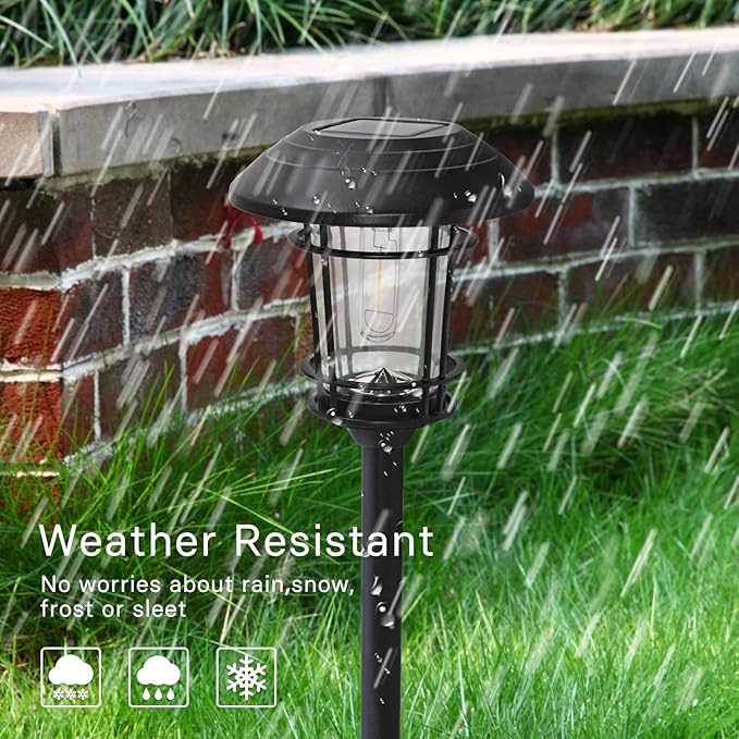 Grand patio Solar Outdoor Lights, 5 Pack, Glass Light Metal Pathway Light, Waterproof Landscape Lighting, Automatic Dusk and Dawn Sensor (Slate Gray)