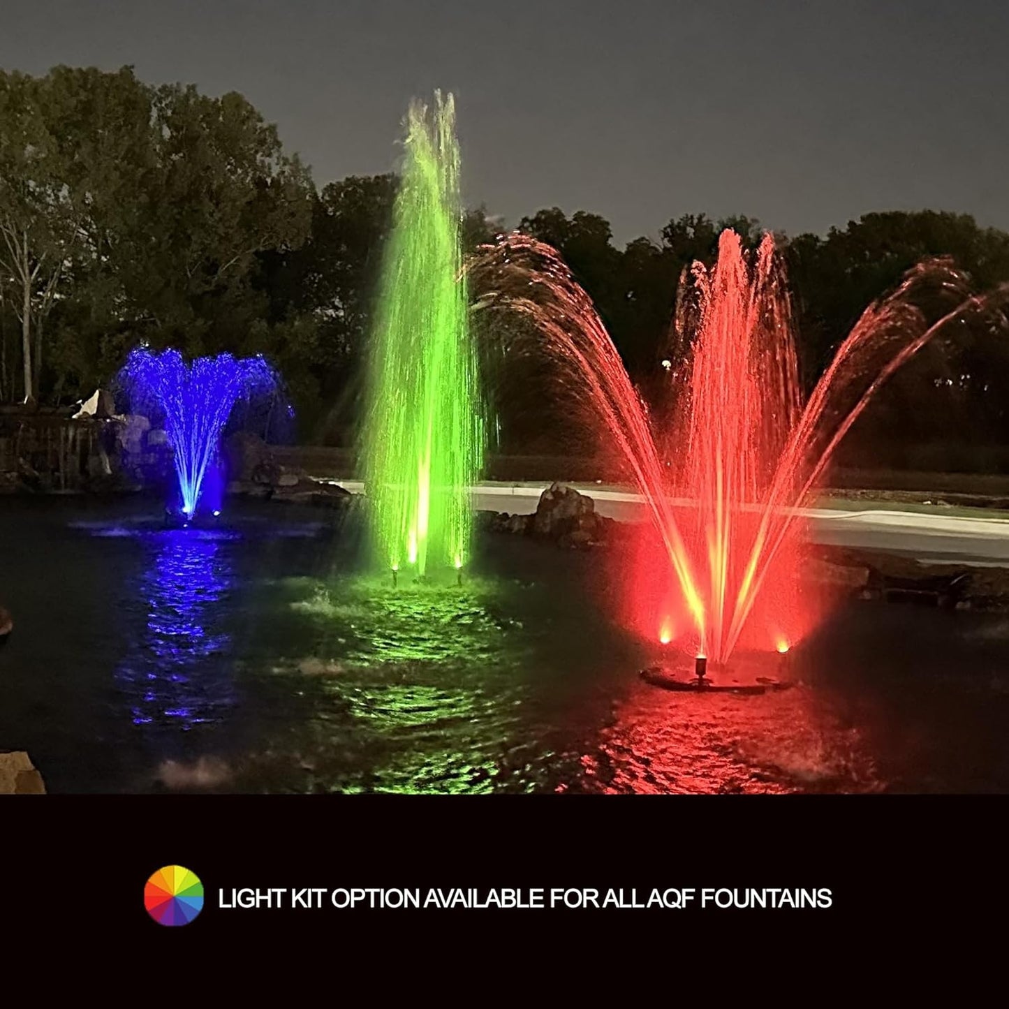 HALF OFF PONDS Floating Fountain – 1 HP Pond Aerator, 100' Cord – 15,000 GPH Water Pump – 13 Spray Patterns - White LED Lights – Energy-Efficient - for Large Ponds, Lakes & Water Gardens