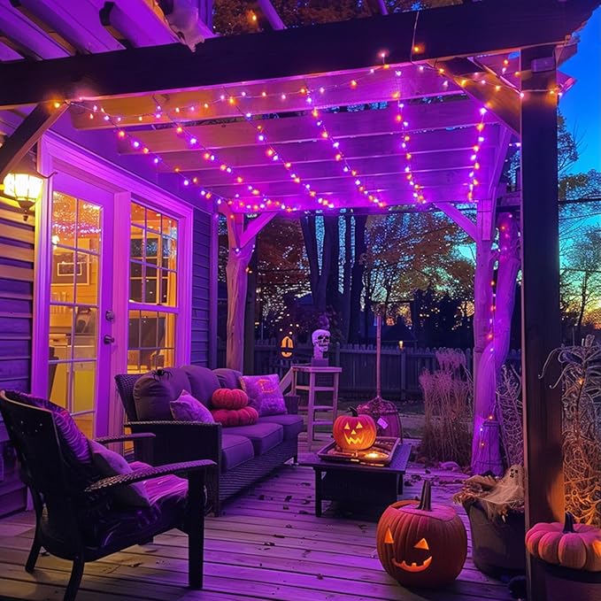 JMEXSUSS 400LED Halloween Lights with Remote,Orange and Purple Halloween Lights Waterproof,8 Modes Halloween String Lights Indoor Outdoor Plug in for Halloween Decorations