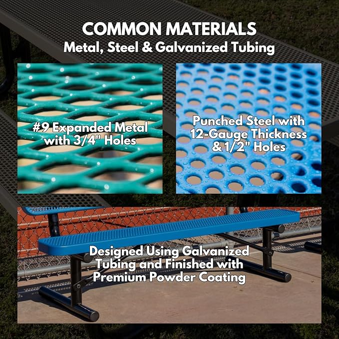 Heavy-Duty Portable Outdoor Bench Thermoplastic Coated, Expanded Metal, Commercial-Grade Seating, Made in America (Portable with Back, 6 Ft, Textured Burgundy)