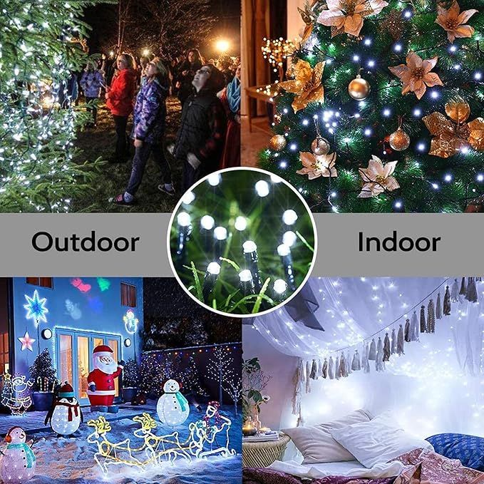 Joomer Solar Christmas Lights Outdoor 4 Pack Total 156FT 400LED 8 Lighting Modes Solar String Lights Waterproof Fairy Tree Lights for Garden Yard Patio Christmas Decoration (White)