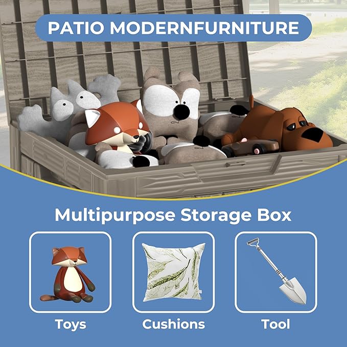 30 Gallon Waterproof Deck Boxes for Outdoor - Compact Resin Patio Storage Boxes, Pool Storage Bin with Lock for Cushions & Tools, UV-Resistant, Slate Grey