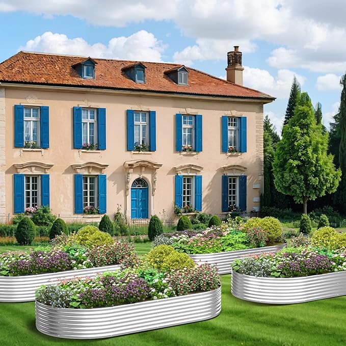 3 Pack Galvanized Raised Garden Bed Outdoor,Metal Garden Bed for Vegetables,Steel Raised Beds for Gardening,Above Ground Garden Box for Flower-45x20 inch