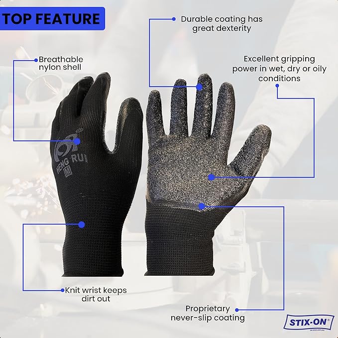 10 OR 20 Pairs Work Gloves–Heavy Duty Rubber Coated Safety Work Gloves–Multipurpose Gloves