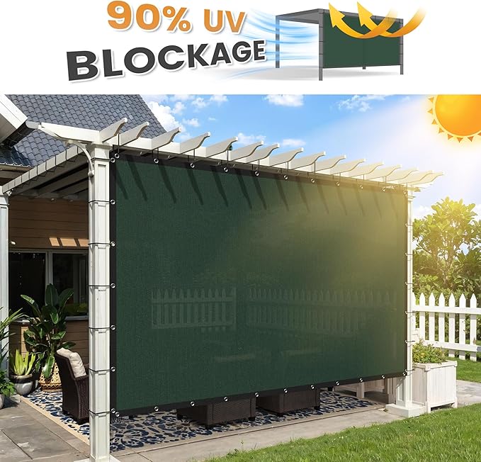 VICLLAX Shade Fabric Sun Shade Cloth with Every 2 FT Grommets for Patio Garden Pergola Cover Canopy 11x24 FT, Dark Green