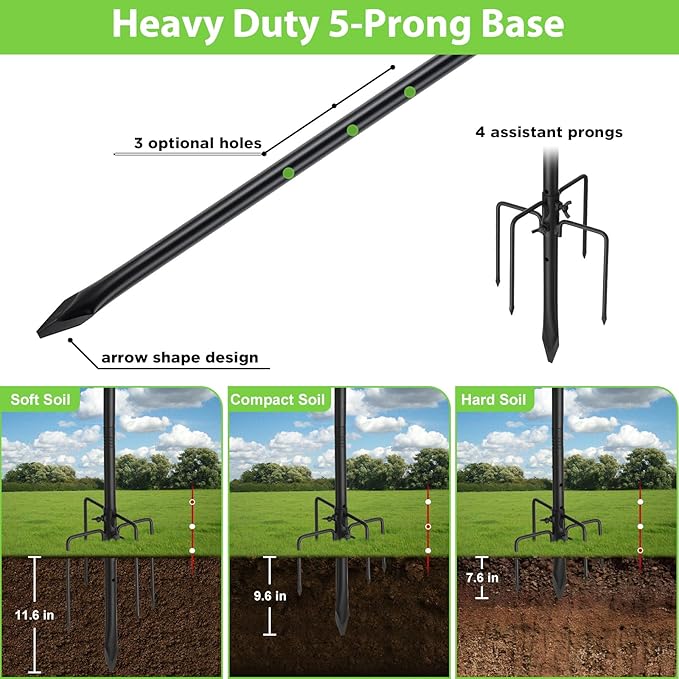 Bird Feeder Pole, 94" Shepherds Hooks for Outdoor, Hummingbird Feeders Stand Heavy Duty with Stable 5-Prong Base, Hanging Plant Shepherd Hook Hanger Stick for Outside Garden Yard Wedding