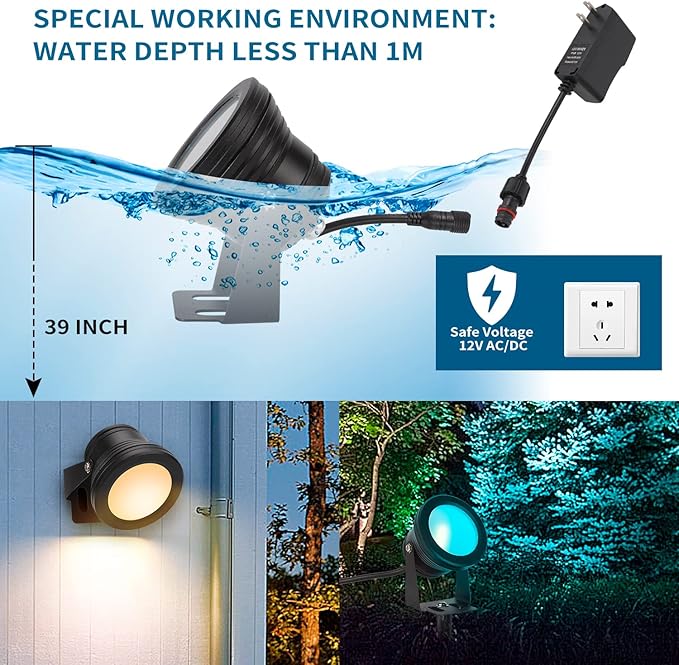 Halloween Outdoor Spotlights, 2 in 1 Smart 15W Color Changing Landscape Lights RGB Landscape Lighting Waterproof Spot Lights Outdoor for Yard Garden Patio Lawn Decoration, 2Pack