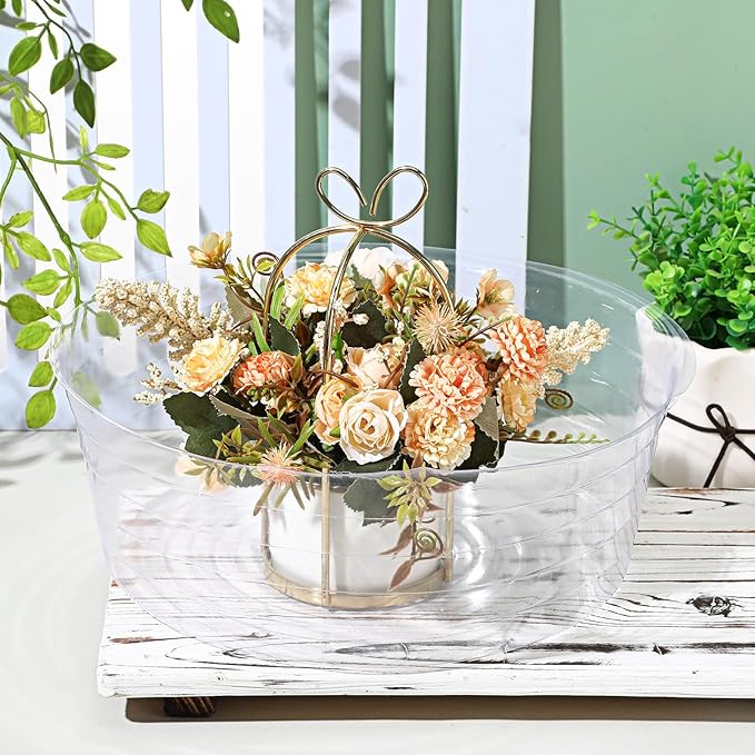 Hoolerry Plastic Plant Saucer Clear Deep Drip Tray Thickened Clear Plant Saucers Trays for Pots Deep Drip Trays for Home Garden Indoor and Outdoor Potted(15 Pcs,12 Inch)