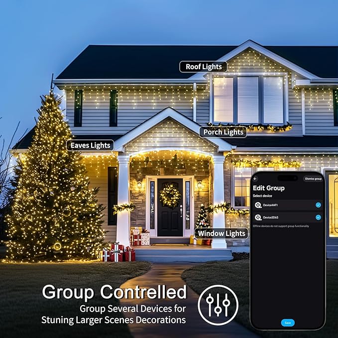 JMEXSUSS 400 LED RGB Icicle Lights for Outside, Icicle String Lights Indoor Outdoor, Color Changing Icicle Lights Plug in for Christmas Decorations