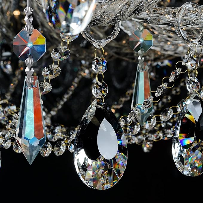 24 Pcs 24 Pcs Chandelier Crystal Replacement 38 mm Teardrop & Icicle Crystal Prisms Hanging Gems Parts for Lamps and Chandeliers Suncatcher Christmas Tree Windows Home Decor (Clear)