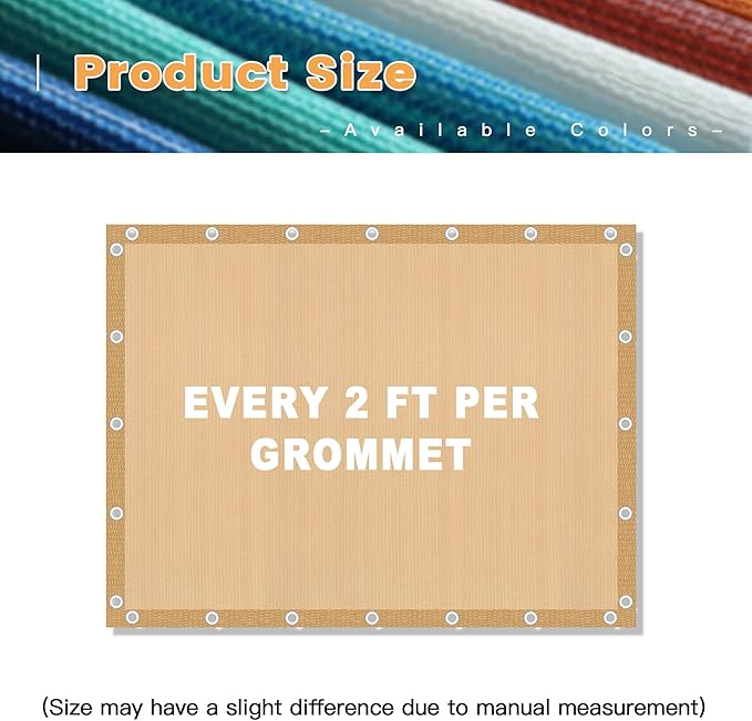 VICLLAX Shade Fabric Sun Shade Cloth with Every 2 FT Grommets for Patio Garden Pergola Cover Canopy 3x8 FT, Wheat