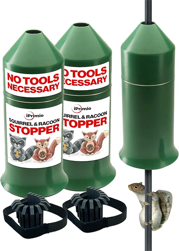 iPrimio 18" Squirrel Baffle – Easy Install Wrap Around Design: Durable Weather-Resistant Bird Feeder Baffle for Poles, Protects Hanging Feeders, No-Tool Setup, 2 Pack