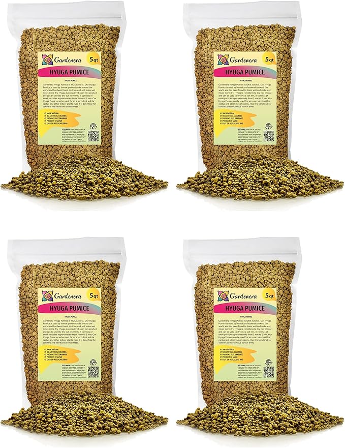 Japanese Hyuga Pumice - 20 Quart - Premium Additive for Orchid & Bonsai Tree Soil |Professional Imported Sifted and Ready to Use (4 Bags of 5 Quart)