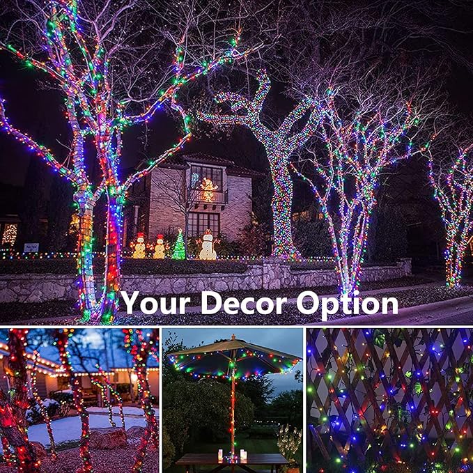 Joomer Solar Christmas Lights Outdoor 4 Pack Total 156FT 400LED 8 Lighting Modes Solar String Lights Waterproof Fairy Tree Lights for Garden Yard Patio Christmas Decoration (Multicolor)