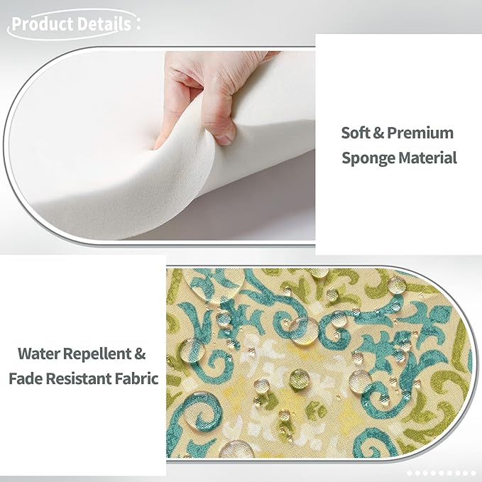 Indoor/Outdoor Chair Cushions 16x17 Inch, Patio Chair Cushions with Ties, All Weather Seat Cushions for Patio Furniture Home Garden Chair Use, Set of 2,Geometric Orange