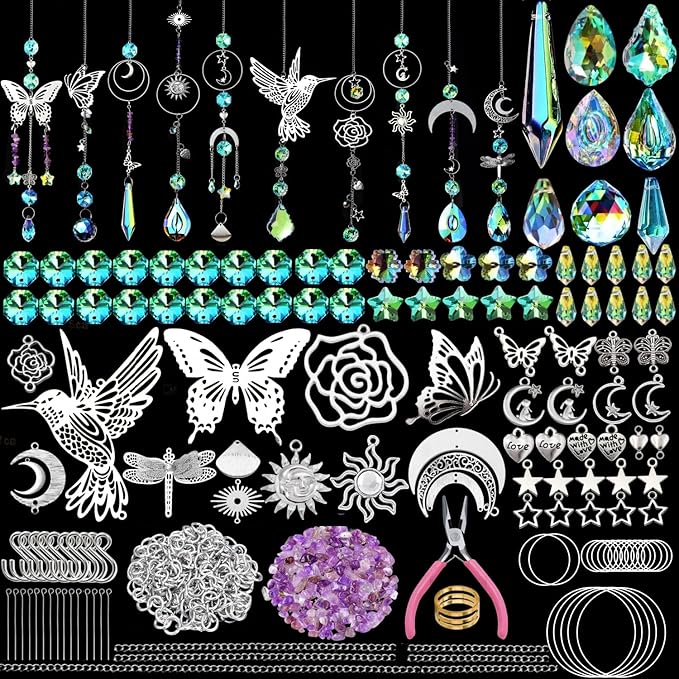 IcosaMro 420PCS Sun Catcher Arts and Crafts for Adults Crystal Suncatcher Crafts Kit for Adults Suncatchers DIY Making Supplies for Indoor Window Hanging, Outdoor Garden Decor Wedding Christmas