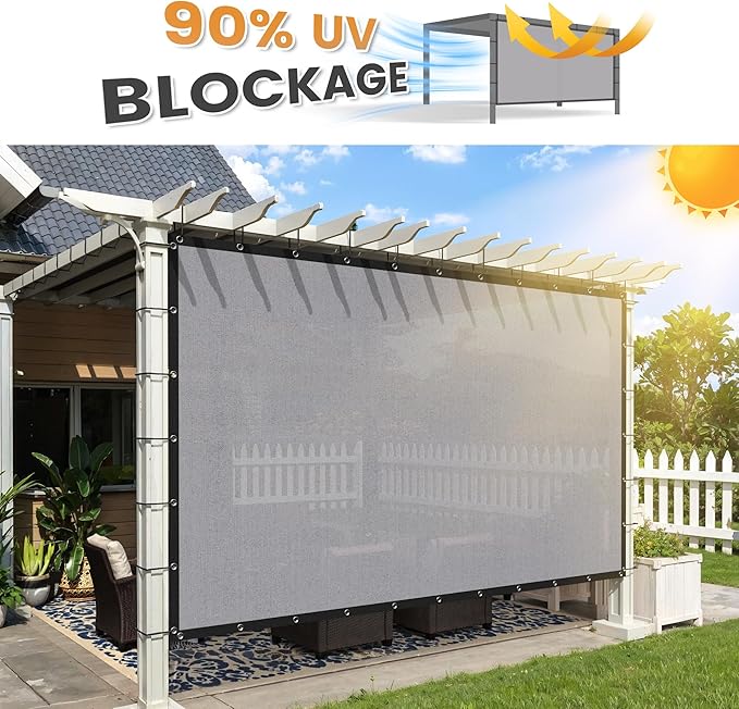 VICLLAX Shade Fabric Sun Shade Cloth with Every 2 FT Grommets for Patio Garden Pergola Cover Canopy 5x20 FT, Light Grey