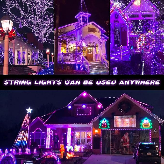 JMEXSUSS 2 Pack Purple Solar Christmas Lights, Total 400 LED 151FT Purple Solar Lights Outdoor Waterproof, 8 Modes Purple Christmas Lights for Outside Patio Yard Halloween Tree Christmas Decorations