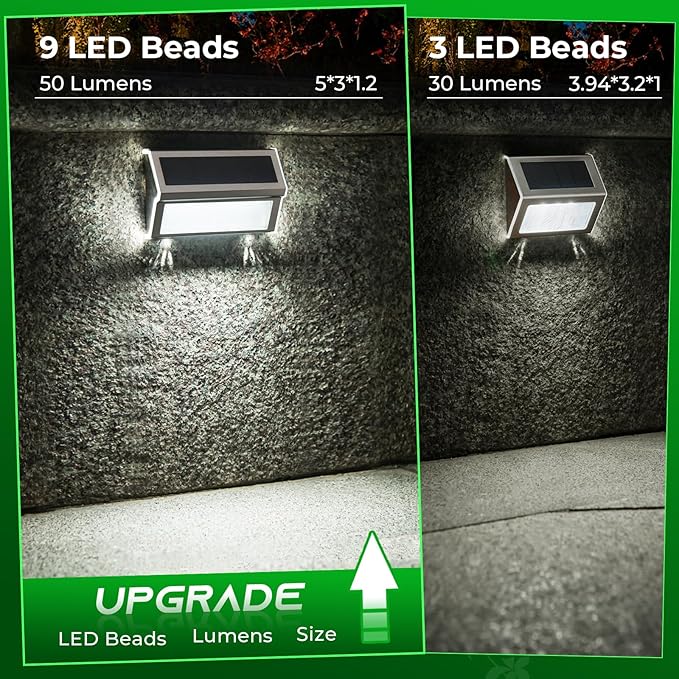 JSOT Solar Step Deck Lights for Outside Decorative - 10Pack Solar Stairs Lights Outdoor Waterproof for Yard Garden Landscape Pool Fence Step Wall 9 LED Beads Lighting