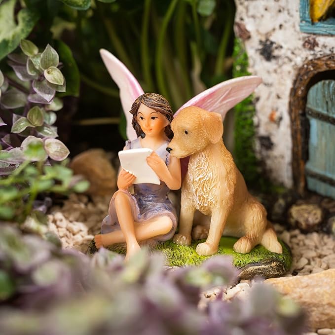 Fairy Garden House Kit - Fairy House, Fairy Garden Accessories Outdoor & Fairies for Fairy Garden – Fairy Houses for Gardens Outdoor - 4 Piece Kit for Adults
