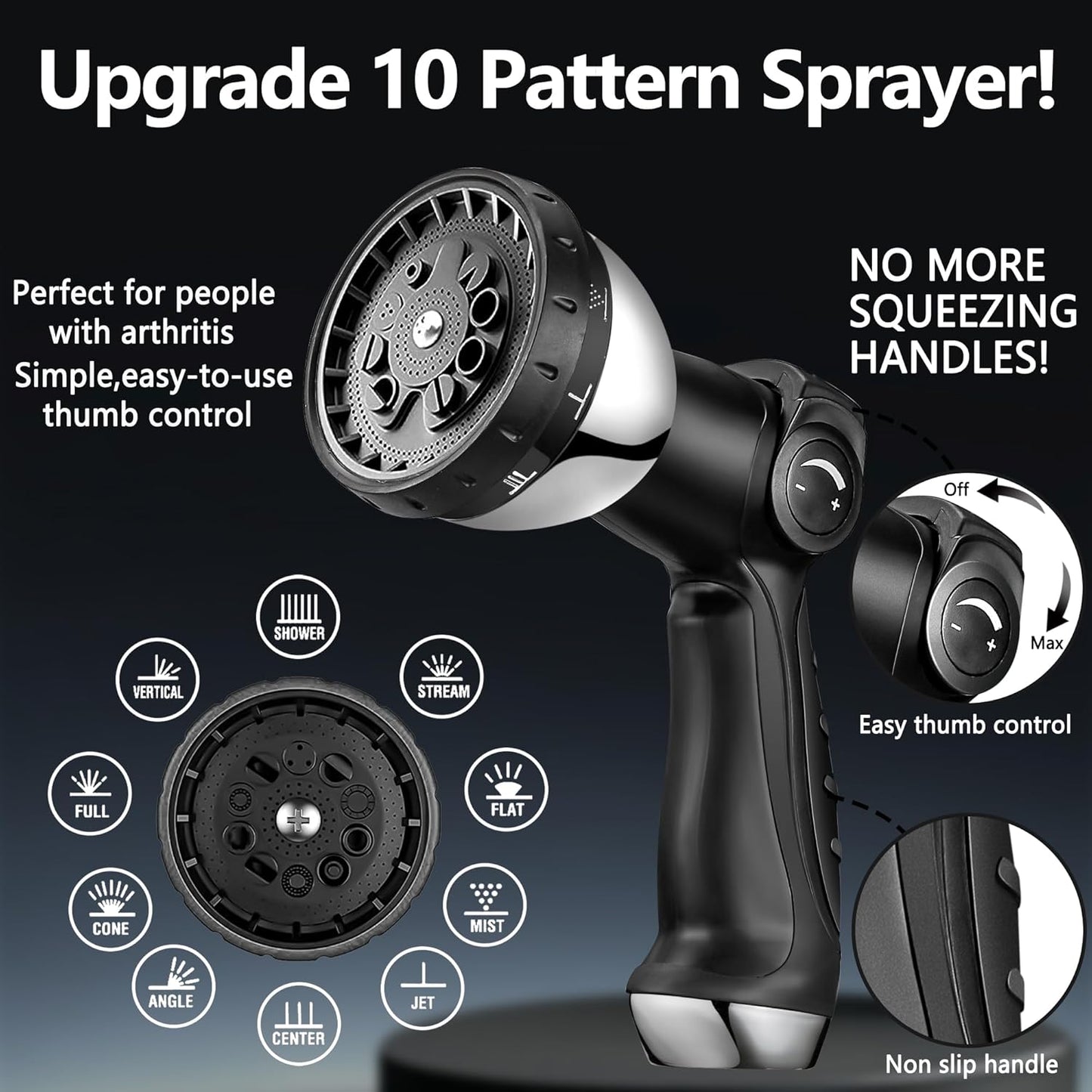 200 ft Garden Hsoe - 2025 New 304 Stainless Steel Garden Hose with 10-Function Spray Gun, 3/4'' Copper-Chrome Fittings – Lightweight, Durable, and Kink-Free, Metal Water Hoses for Gardening