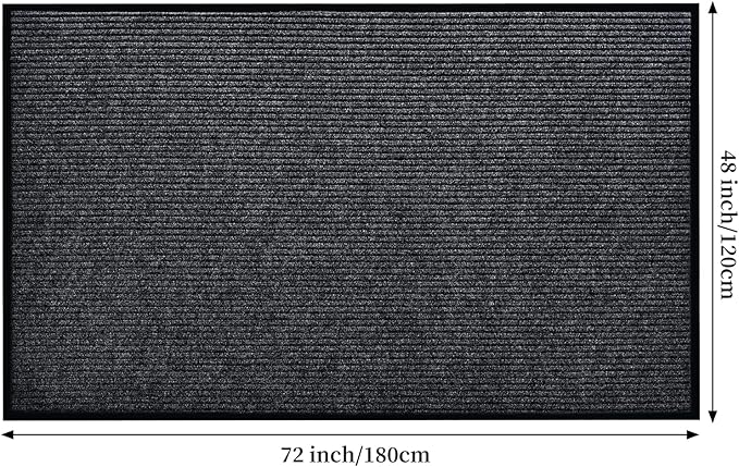 Profile Rubber Door Mat, 72x48inch, Heavy Duty, Entrance Doormat, Indoor and Outdoor, Waterproof, Easy Clean Shoe Scraper, Home Rug Welcome Mats for Entryway, Patio, Porch(Grey)