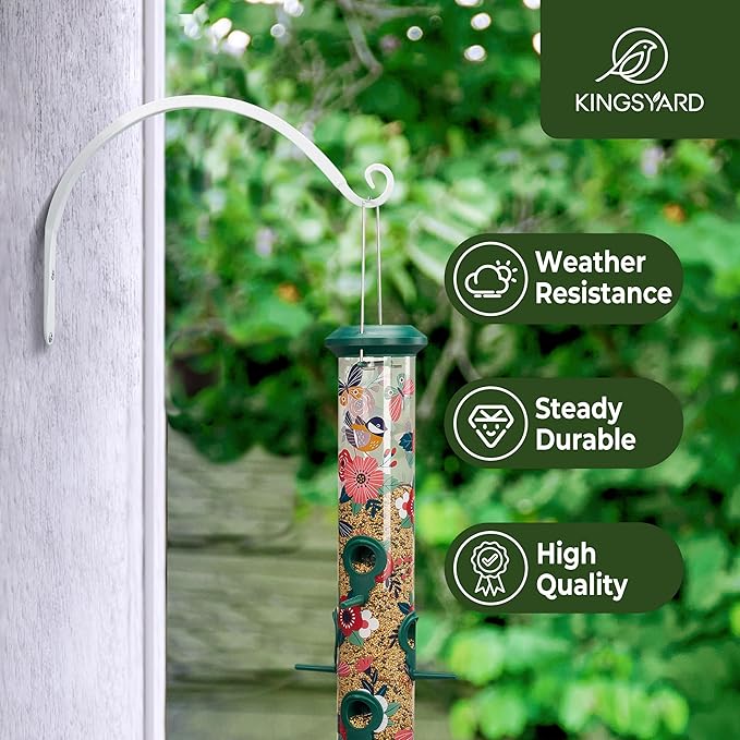 Kingsyard 2-Pack Wall Plant Hanger Outdoor - Heavy Duty Metal Hanging Bracket Hooks for Hanging Plant, Bird Feeders, Lanterns, Wind Chimes Outdoor & Indoor, 8-Inch/White