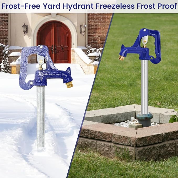3.25FT Frost-Free Yard Hydrant, Freezeless Frost Proof Hydrant,Water Hydrant 3/4" Pipe Connection,Total Length 3.25ft, 12" Bury Depth,for Yard,Garden,Pasture Irrigation and Drinking