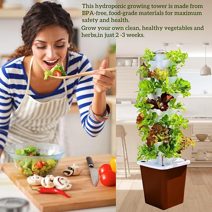 Hydroponic Growing System Kit – Indoor Vertical Hydroponic Garden Tower, 35 Planting Pods，Indoor Herb Garden,Lettuce Vegetables Hydroponic Growing Kit