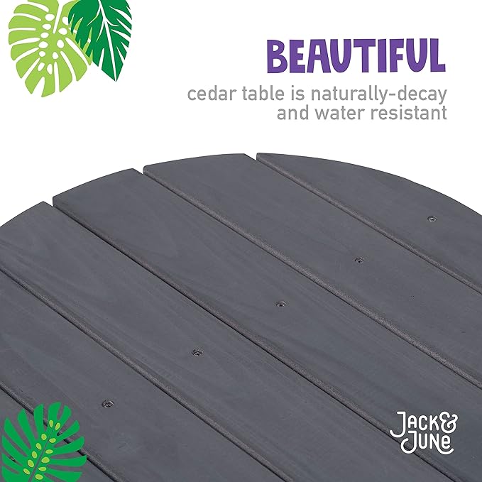 Jack & June Circular Cedar Picnic Table – 100% Cedar Wood – Weather Resistant – Perfect for Outdoor Dining and Entertaining