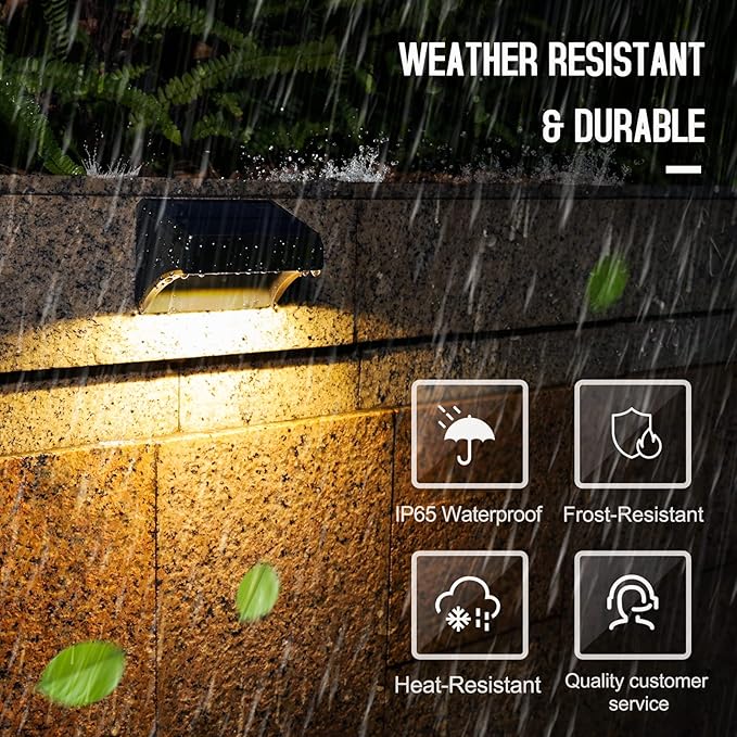 Aulanto Solar Fence Lights 12 Pack, Fence Solar Lights IP65 Waterproof Outdoor Lights,Warm White and 10 RGB Color Glow Modes, Solar Lights Outdoor Decor for Backyard,Garden,Fence,Wall,Deck,Stairs.