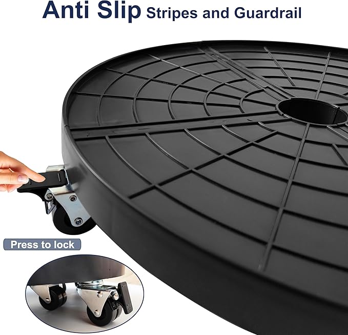 20 Inch Plant Caddy with Wheels Outdoor Indoor, Extra Large Rolling Plant Stand for 600lb Heavy Duty Flower Pots, Round Plant Rollers Lockable Potted Planter Dolly, Black