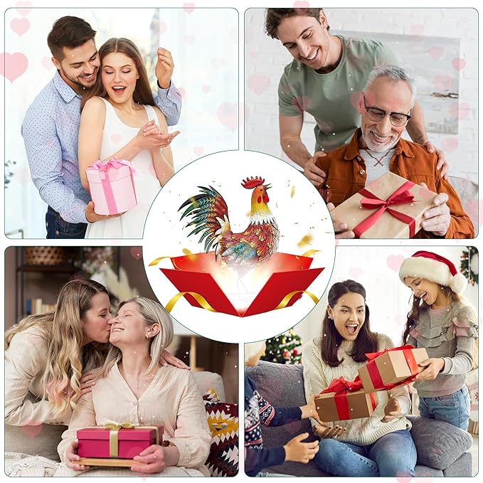 21" Metal Rooster Decor, Outdoor Garden Statues, Metal Chicken Sculpture for Backyard Patio Kitchen Decor