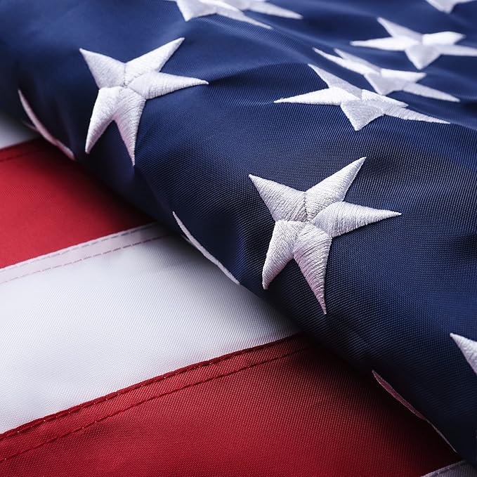 American Flag 10x15 Outside, US Flags for Outdoor Indoor, Heavy Duty Durable, Deluxe Embroidered Stars, Brass Grommets, Sewn Stripes, Vivid Color, Fade Resistant and waterproof