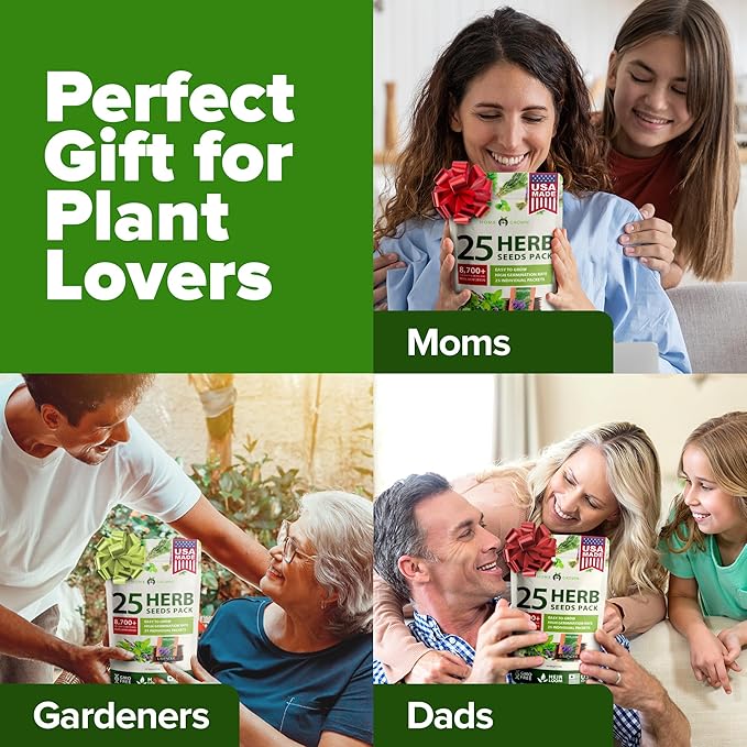 HOME GROWN 25 Herb Seeds for Planting 8,700+ Non-GMO Heirloom Seeds | Extra Large Variety Pack Herb Kit – Indoor Outdoor & Hydroponic | Culinary Seed Set | Grow Your Own Herbs | Gardening Gift