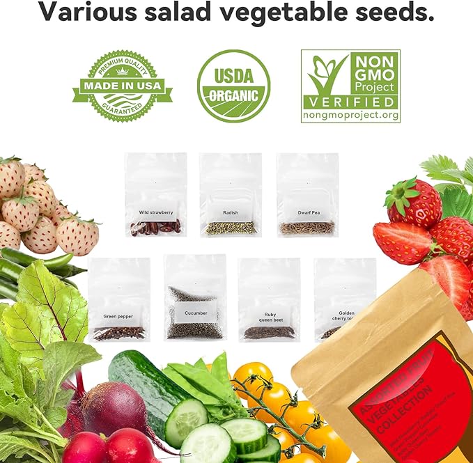 inbloom Fruit Seed Pod Kit for AeroGarden, MUFGA, Ahopegarden, iDOO Hydroponic Growing System, 18-Pod, 350+ Seeds Included Strawberry, Cucumber, Green Pepper, Golden Tomato, Radish, Dwarf Pea, Beet