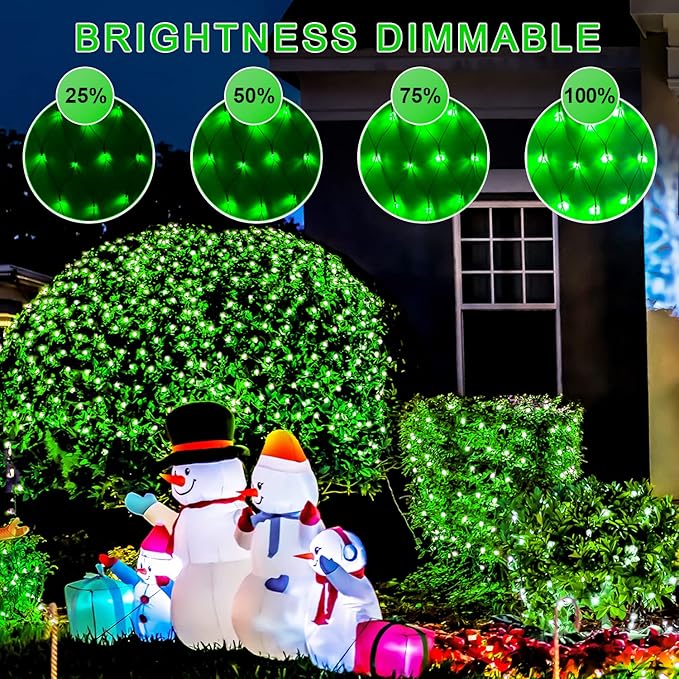 JMEXSUSS 360 LED Green Net Lights Outdoor, Connectable 12ft x 5ft Christmas Net Lights Plug in with Remote, 8 Modes Waterproof Green Christmas Lights for Bushes Christmas Halloween Decorations