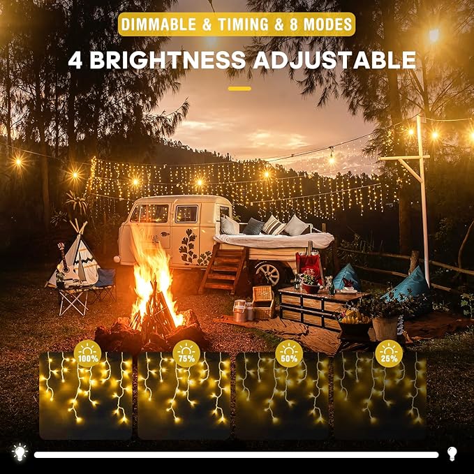 JMEXSUSS 38.8FT Icicle Lights for Outside, 400 LED Icicle Christmas Light Outdoor Indoor Plug in, Warm White Curtain String Lights for Wedding House Patio Party Fireplace Holiday Decorations