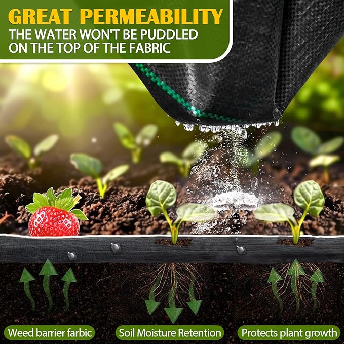 KAKO Weed Barrier Fabric 3Ft x 200Ft, Garden Weed Barrier Fabric, Weed Barrier Landscape Fabric, Garden Fabric Weed Barrier Weed Cloth for Garden Fabric, Landscaping Fabric, Driveway Fabric